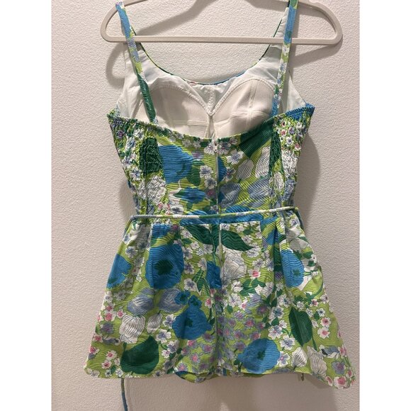Vintage Cole of California Blue Floral Print Scoop Neck Sleeveless Swimsuit Sz 4 - Picture 2 of 9
